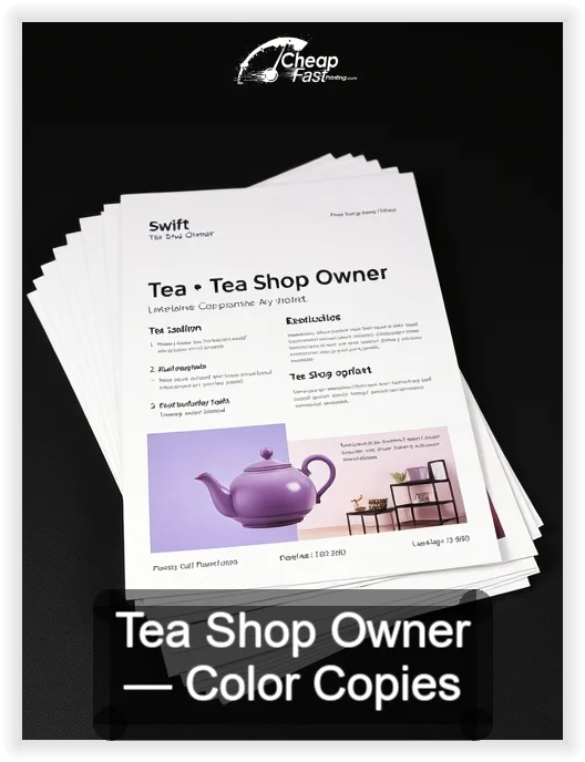 Tea Shop Owner business card design sample