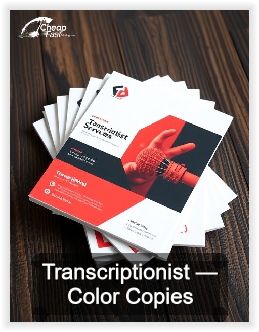Transcriptionist business card design sample