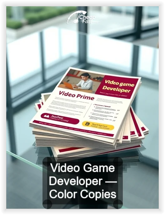 Video Game Developer business card design sample
