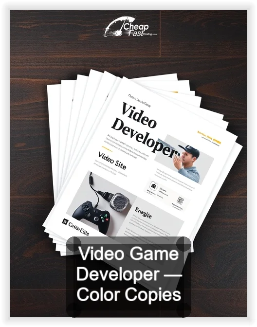 Video Game Developer business card design sample