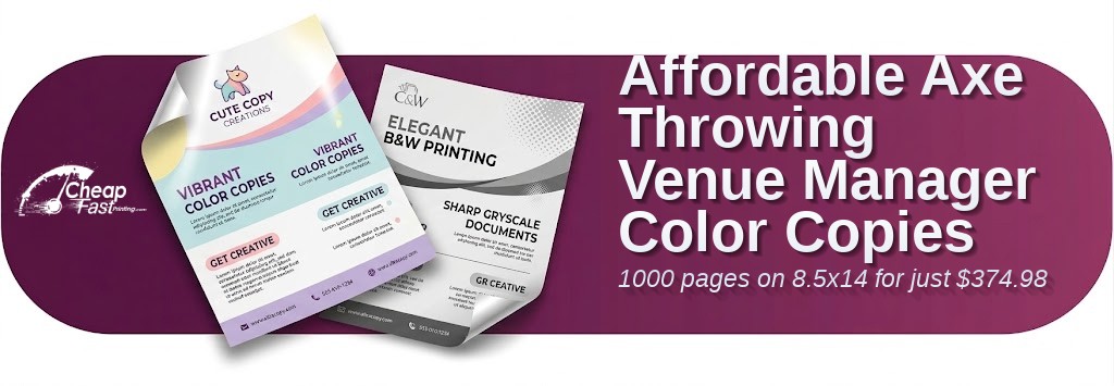 Color copies for Axe Throwing Venue Manager