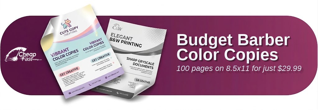 100 Budget 8.5x11 28lb Bond Barber Color Copies