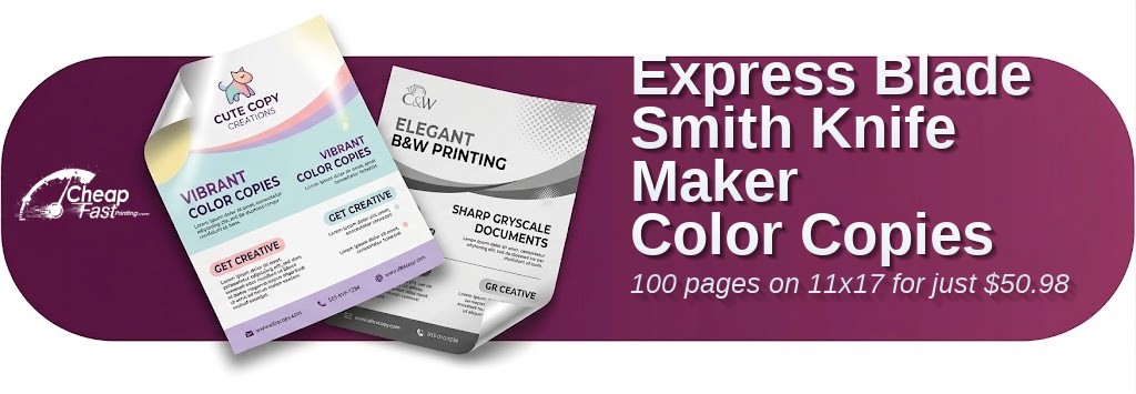 100 Express 11x17 65lb Cover Blade Smith Knife Maker Color Copies