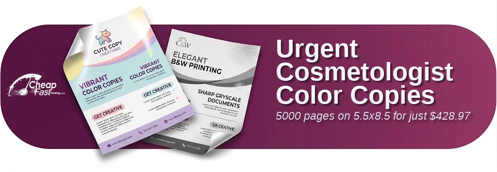 5000 Urgent 5.5x8.5 28lb Bond Cosmetologist Color Copies