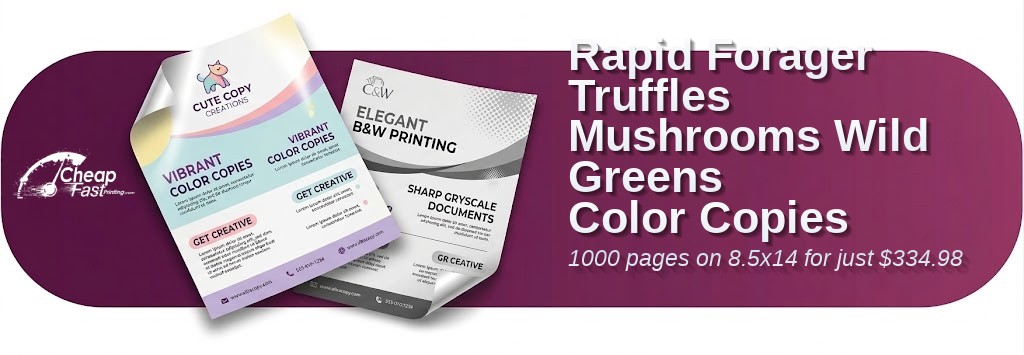 1000 Rapid 8.5x14 80lb Cover Forager Truffles Mushrooms Wild Greens Color Copies