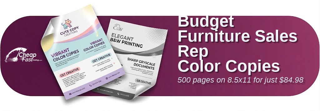 500 Budget 8.5x11 20lb Bond Furniture Sales Rep Color Copies