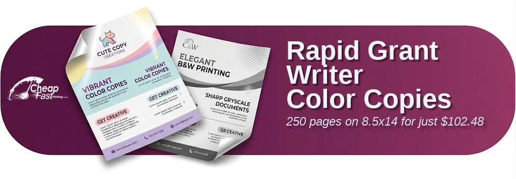 250 Rapid 8.5x14 60lb Text Grant Writer Color Copies