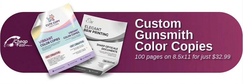 100 Custom 8.5x11 60lb Text Gunsmith Color Copies