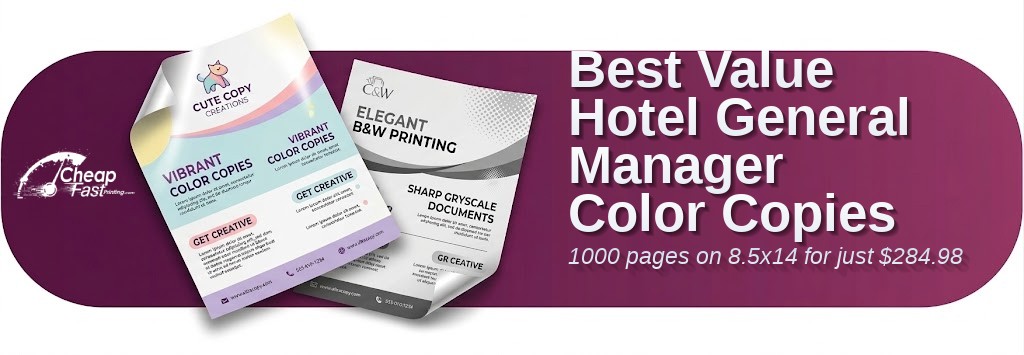 Color copies for Hotel General Manager