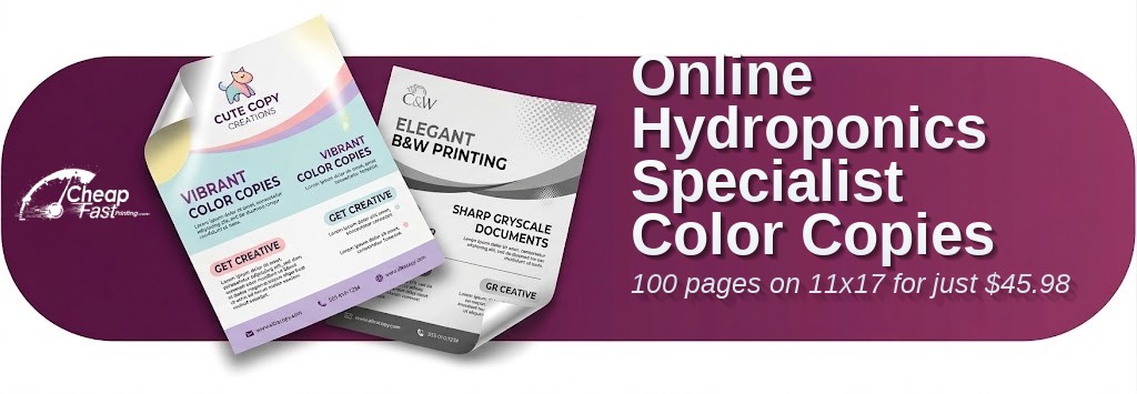 Color copies for Hydroponics Specialist