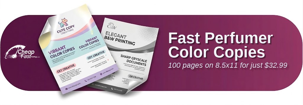 100 Fast 8.5x11 70lb Text Perfumer Color Copies