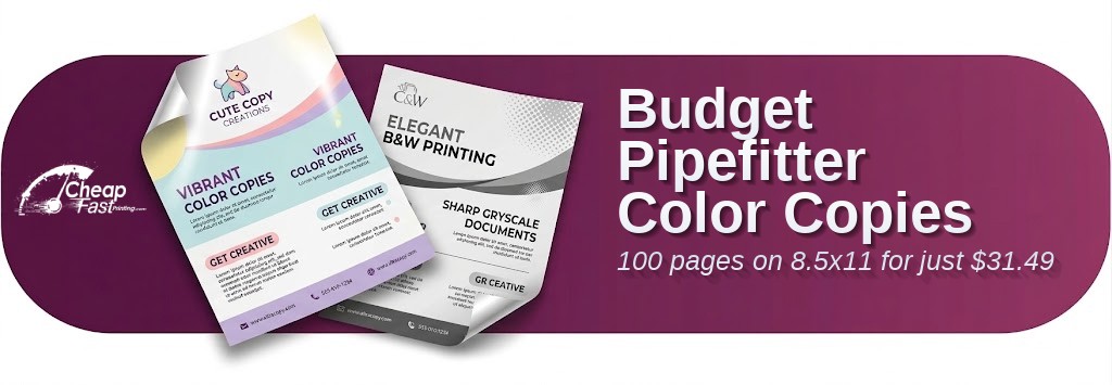 100 Budget 8.5x11 32lb Bond Pipefitter Color Copies