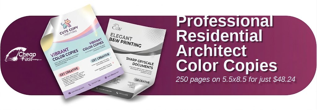 250 Professional 5.5x8.5 100lb Text Residential Architect Color Copies