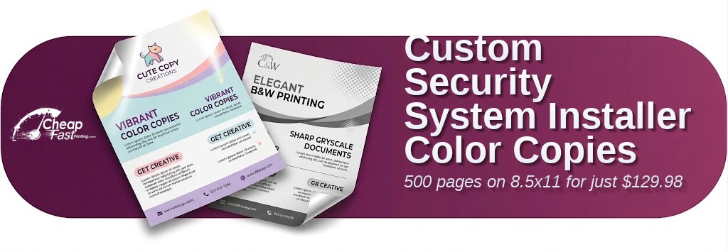 500 Custom 8.5x11 65lb Cover Security System Installer Color Copies