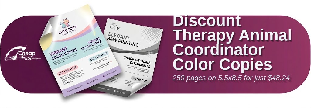 Color copies for Therapy Animal Coordinator