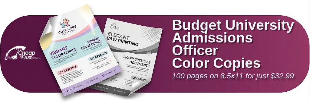 Color copies for University Admissions Officer