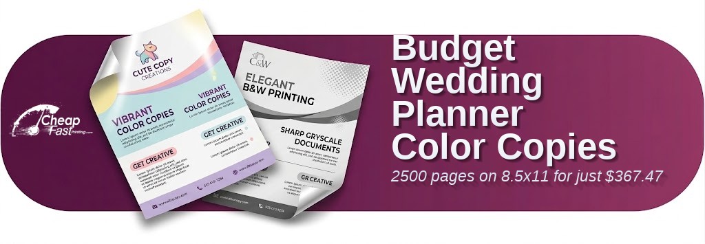 Color copies for Wedding Planner