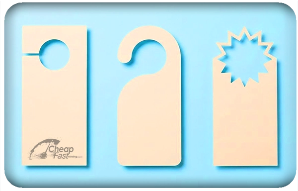 Various custom die-cut hanger shapes including standard, arch, and starburst designs