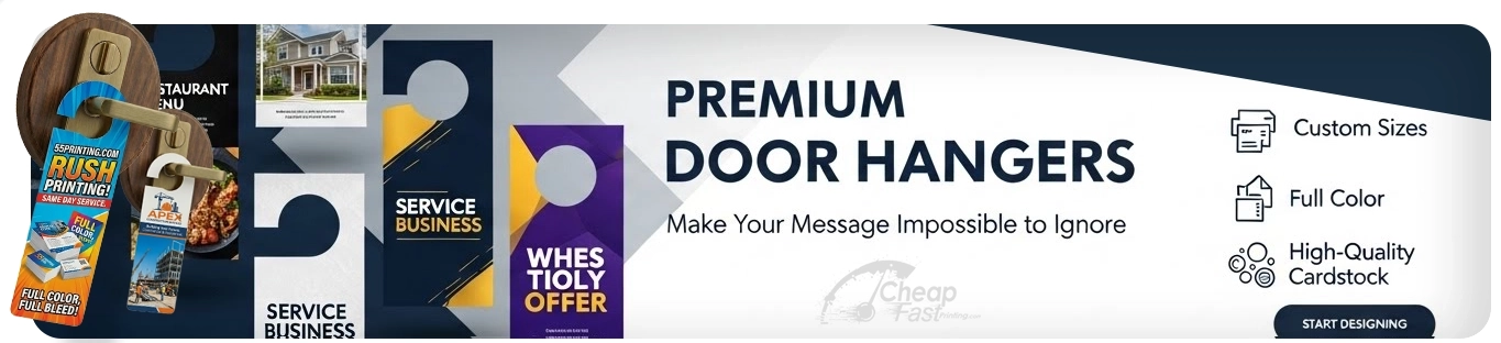 Door Hanger Print Variety Custom Sizes Rip Business Cards Options