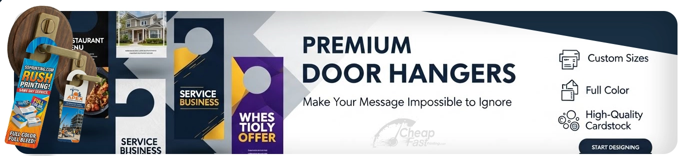 Door Hanger Print Variety Custom Sizes Rip Business Cards Options