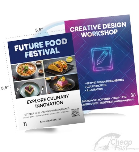 18pt smooth white 5.5x8.5 ice cream flyer