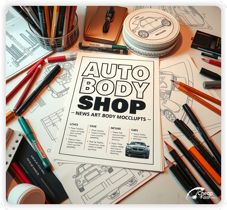 Creative Print Design 1, Auto Body Shop promo cards creative layout