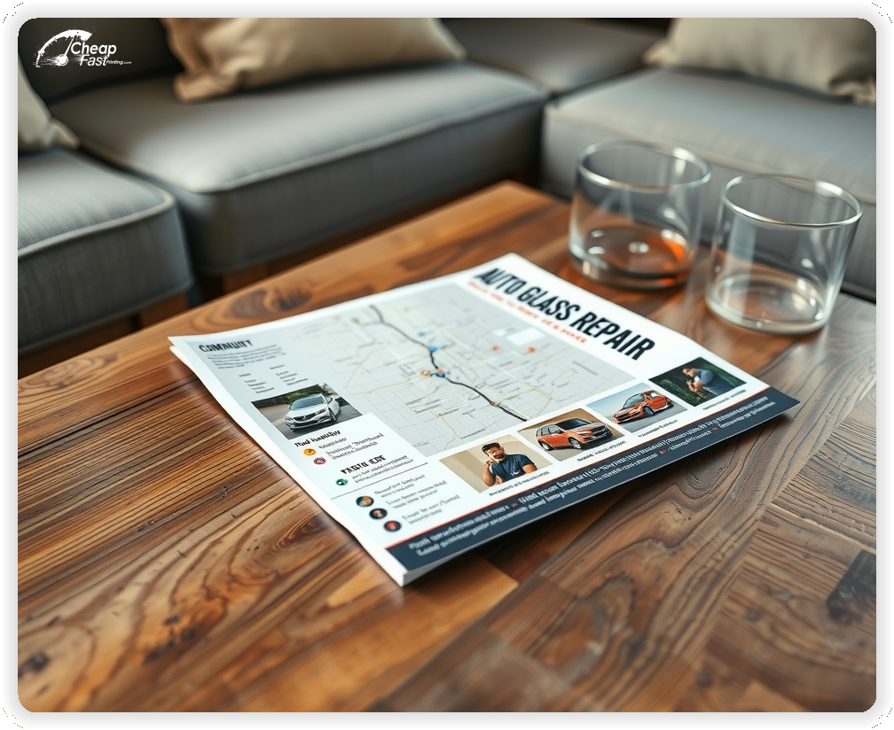 Advertisement For Auto Glass Repair, Auto Glass Repair leaflets layout example