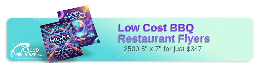 2500 Low Cost 5x7 13pt Premium Linen Bbq Restaurant Flyers