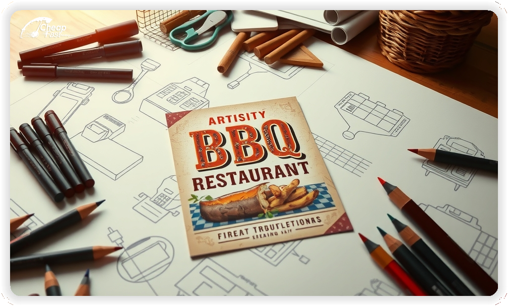 Promo Flyer Sample 1, Bbq Restaurant leaflets creative layout