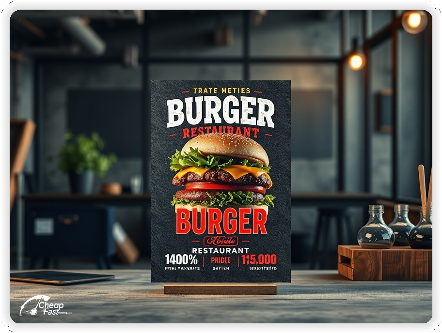 Burger Restaurant Advertising Brochure 1, Burger Restaurant marketing materials print sample
