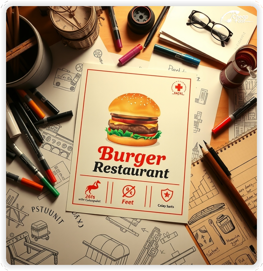 Print Ready Layout 1, Burger Restaurant brochures layout example