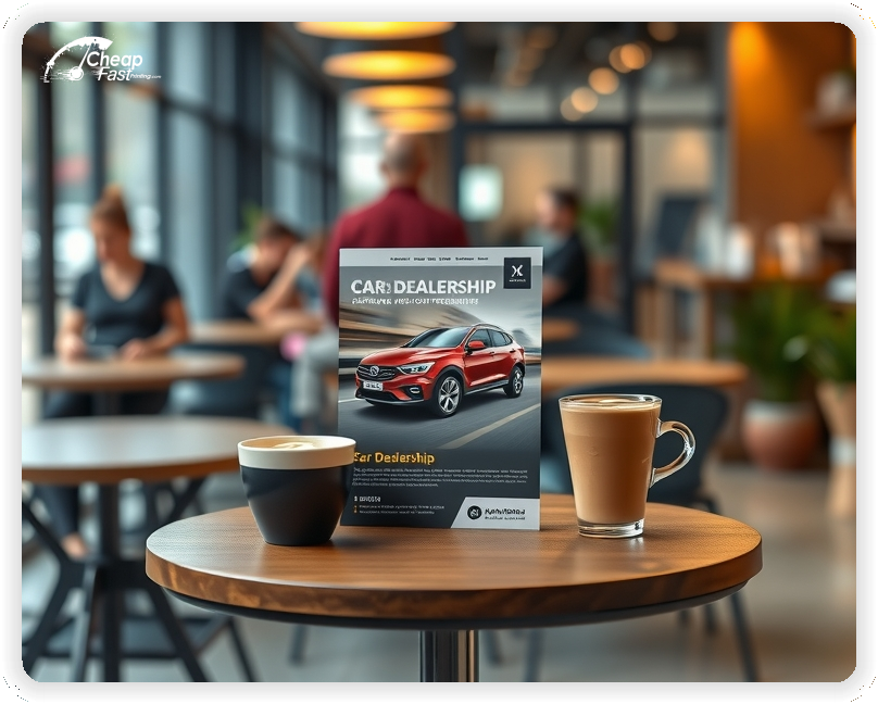 Affordable Car Dealership Pamphlet, Car Dealership marketing materials print sample