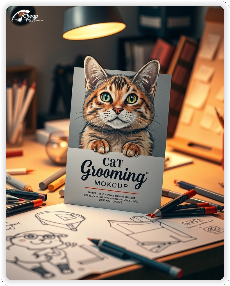 Advertising Brochure 1, Cat Grooming leaflets layout example
