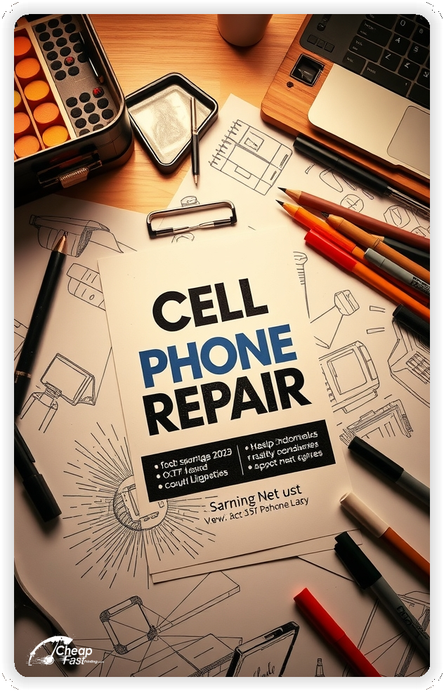 Best Cell Phone Repair Card, Cell Phone Repair marketing materials print sample