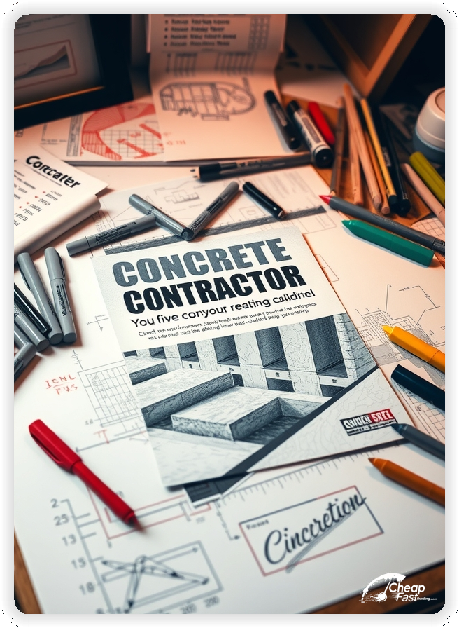 Print Ready Layout 1, Concrete Contractor brochures layout example