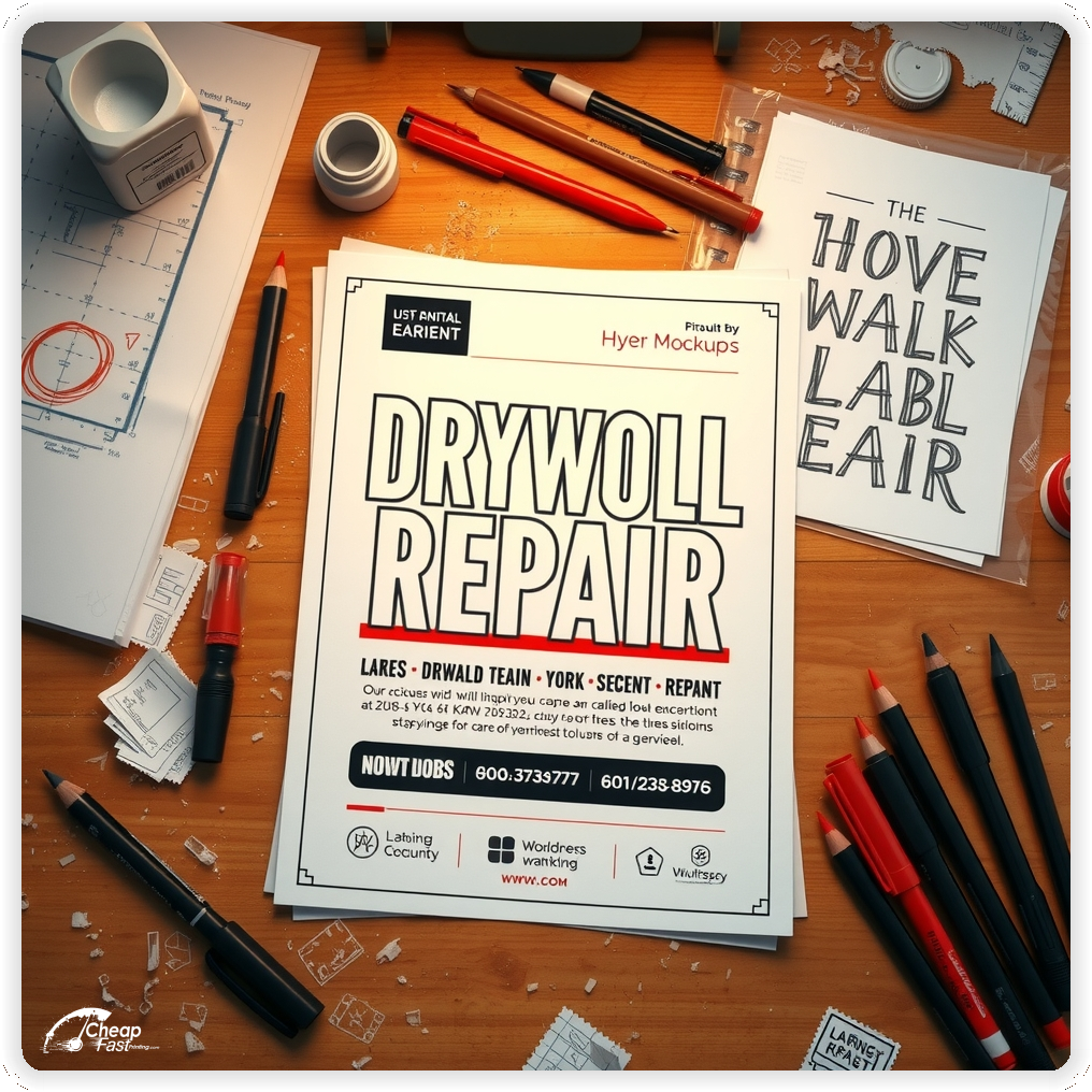 Creative Print Design 1, Drywall Repair promo cards creative layout