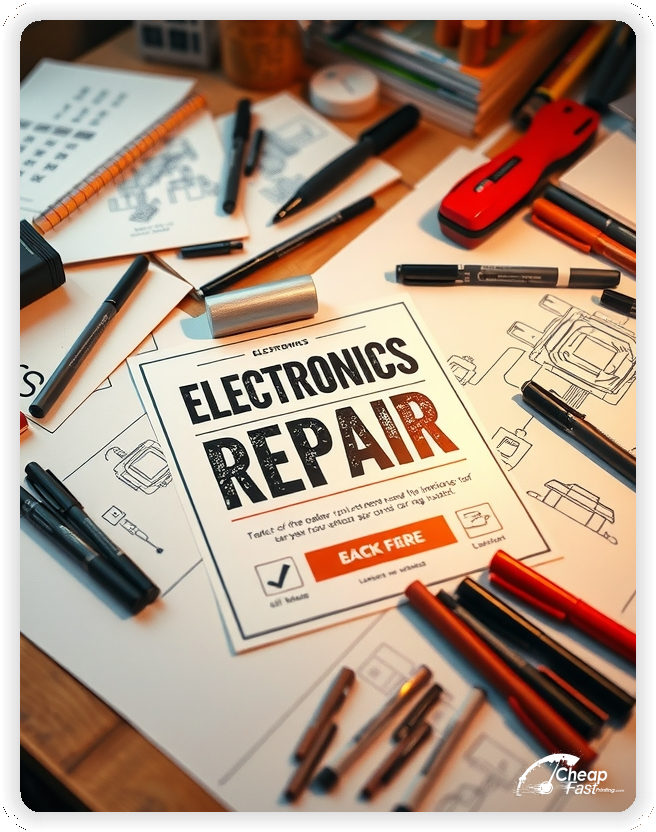 Marketing Handout Design 1, Electronics Repair pamphlets design example