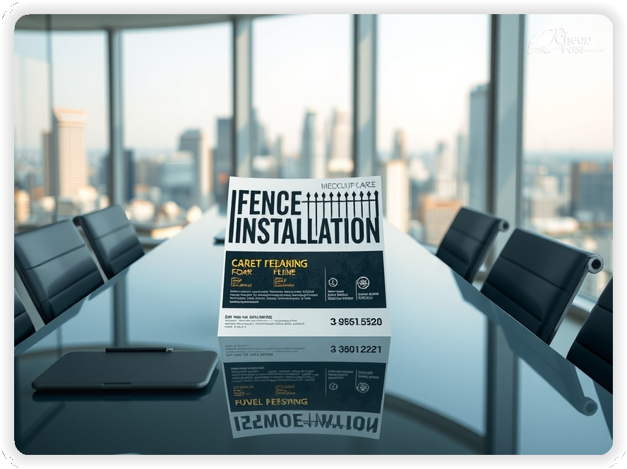 Affordable Fence Installation Card Marketing, Fence Installation marketing materials print sample