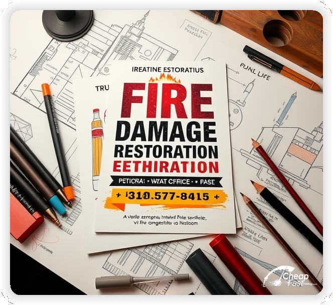 Print Ready Layout 1, Fire Damage Restoration brochures layout example