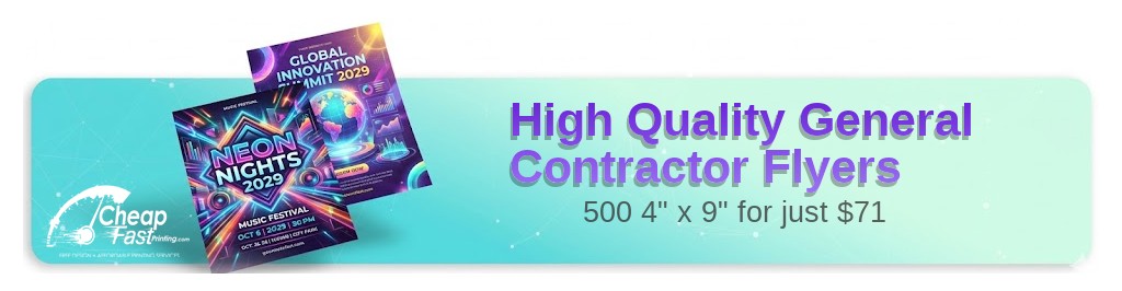 500 High Quality 4x9 14pt Gloss General Contractor Flyers