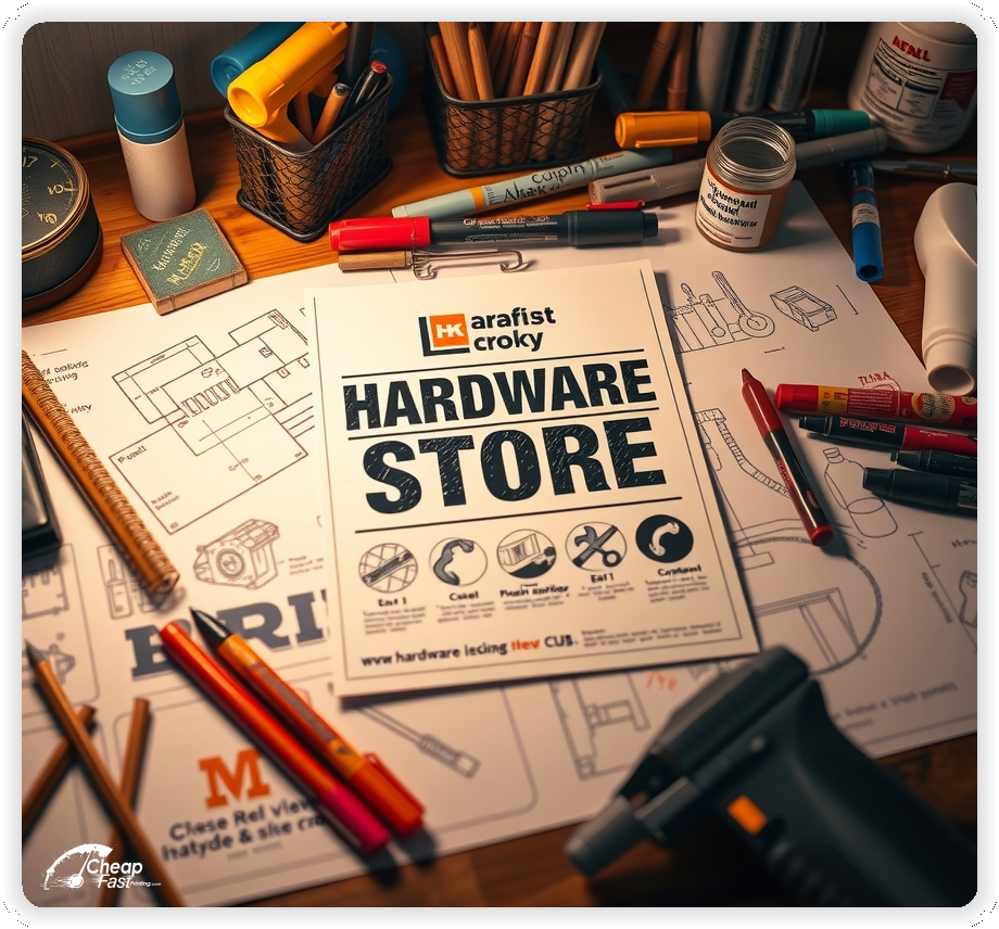 Print Ready Layout 1, Hardware Store brochures layout example