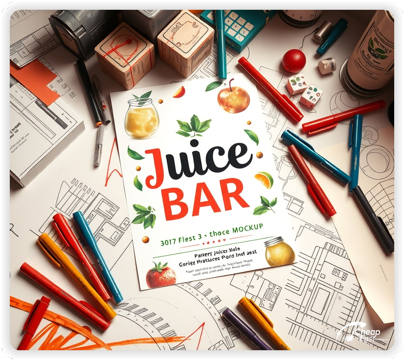 Advertising Brochure 1, Juice Bar leaflets layout example