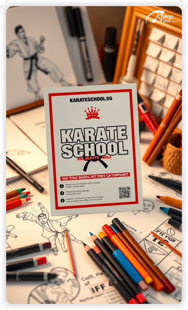 Best Karate School Circular, Karate School marketing materials print sample