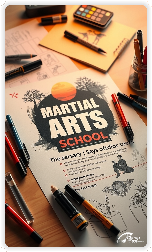 Advertising Brochure 1, Martial Arts School leaflets layout example