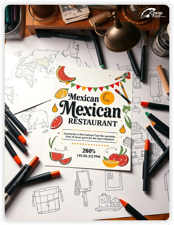 Advertising Brochure 1, Mexican Restaurant leaflets layout example