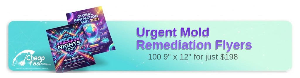100 Urgent 9x12 13pt Premium Linen Mold Remediation Flyers