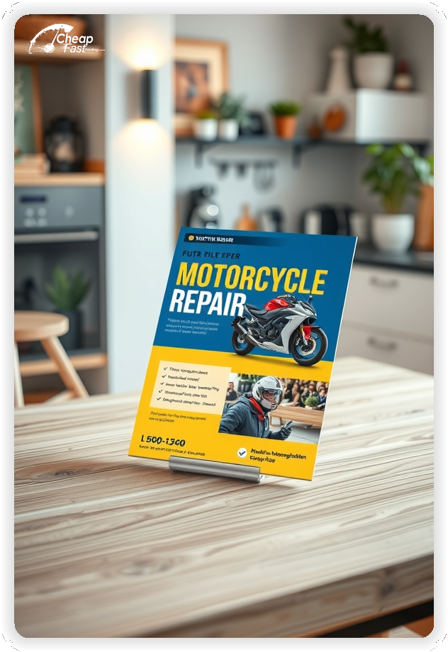 Custom Business Piece 1, Motorcycle Repair promo cards creative layout