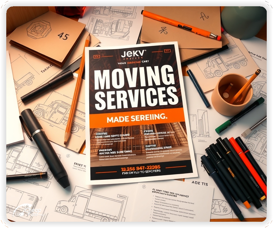 Custom Business Piece 1, Moving Services advertisements marketing piece