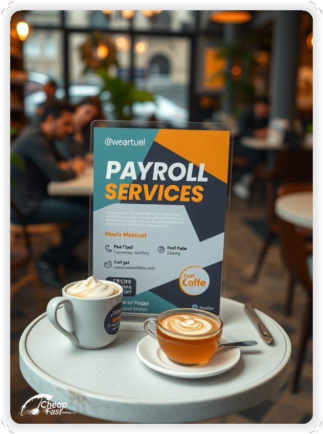 Custom Business Piece 1, Payroll Services marketing materials print sample