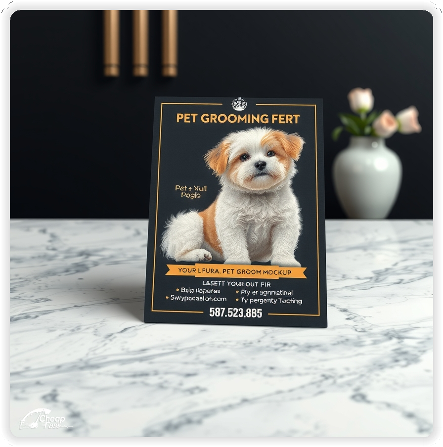 Custom Business Piece 1, Pet Grooming promo cards creative layout